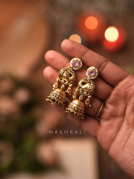 Devika Green Temple Choker Set with Matching Jhumkas