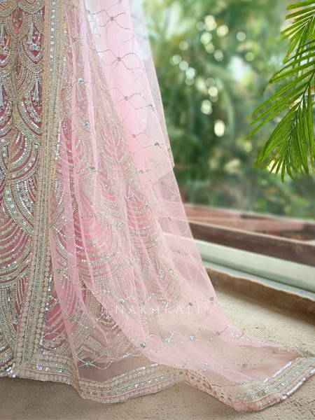 Kashmira Pink Net Lehenga Set with Sequin Embroidery