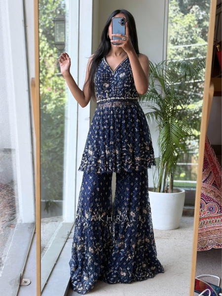 Sylvara Blue Indo Western Palazzo Set