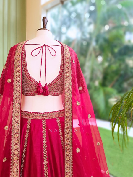 Crimson Royale Red Bridal Lehenga with Zari and Sequin Work