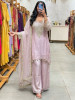 Nazm Pink Kurti Palazzo Suit Set With Mirror Embroidery