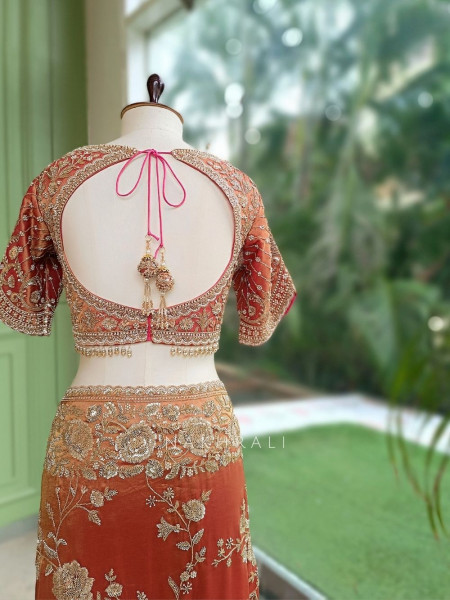 The Rust & Rose Tissue Organza Saree with Readymade Blouse