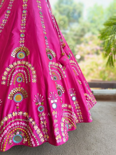 Mishka Magenta Lehenga with Thread, Mirror, Sequin and Bead Work