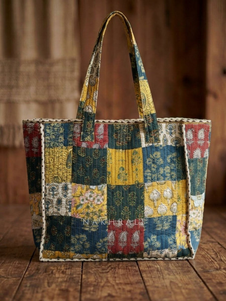 Sangam Yellow Printed Tote Bag