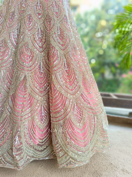 Kashmira Pink Net Lehenga Set with Sequin Embroidery