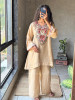 Zuri Beige Chanderi Silk Kurta Palazzo Set