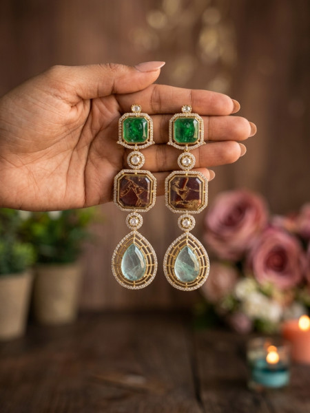 Prismara  Multicolor Statement Drop Earrings