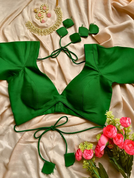 Heer Solid Green Cotton Silk Blouse