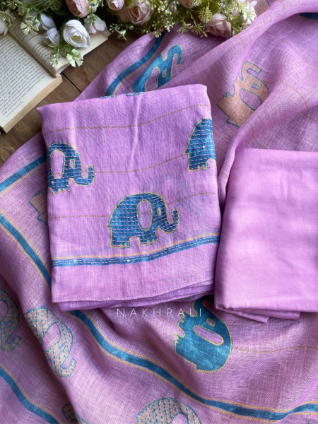 Gaj Pink Weave Dress Material