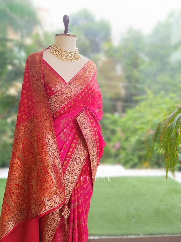 Image of Gulnar Royalty Georgette &amp; Banarasi Silk Saree