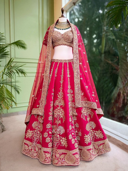 Iravya Red Bridal Lehenga with Sequin & Zari Work
