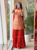Heera Bottle Orange Banarasi Brocade &amp; Crushed Georgette Palazzo Suit Set