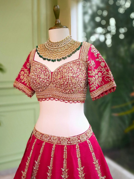 Iravya Red Bridal Lehenga with Sequin & Zari Work