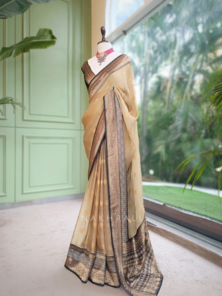 Asmi Pista Green Silk-Georgette & Banarasi Silk Saree