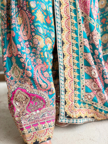 Firoza Kashmiri Rama Green Dhoti Suit Set Set