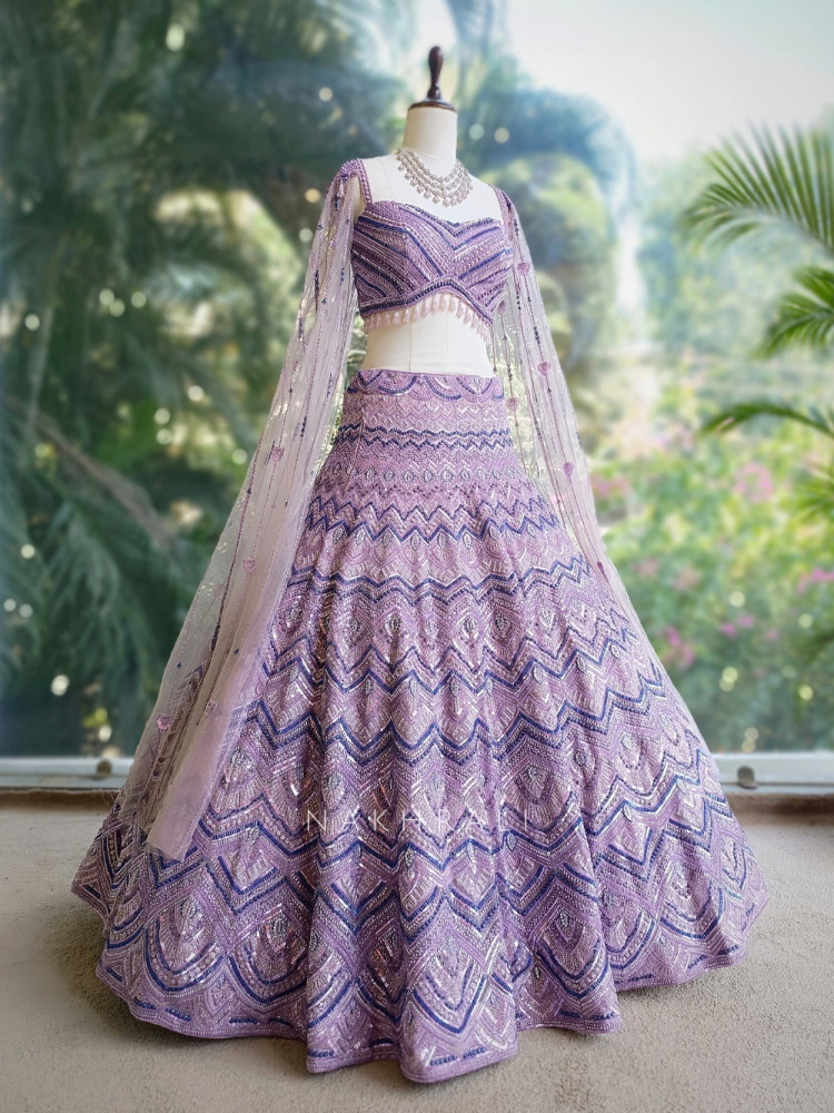 Image of Aurelia Lavender Sequin Lehenga with Heavy Sequin and Beads Work