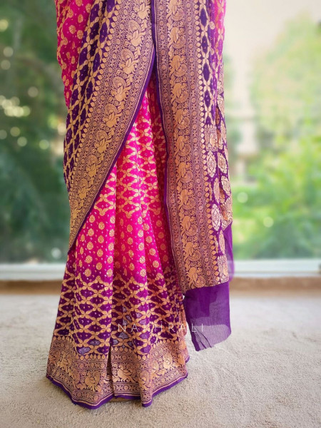 Amrita Magenta Purple Georgette Saree with Banarasi Weave