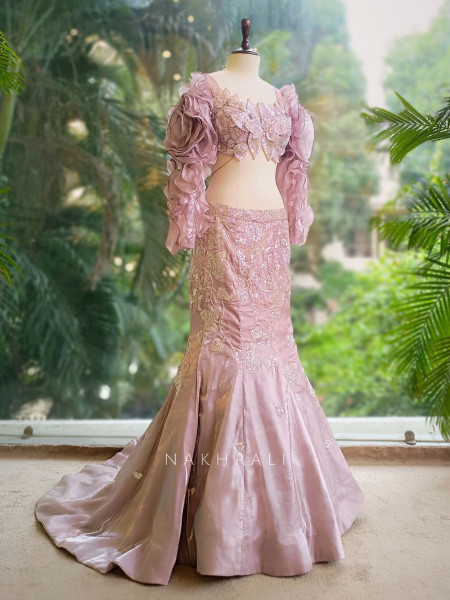 Amara Purple Indo-Western Mermaid Lehenga with Sequin Embroidery