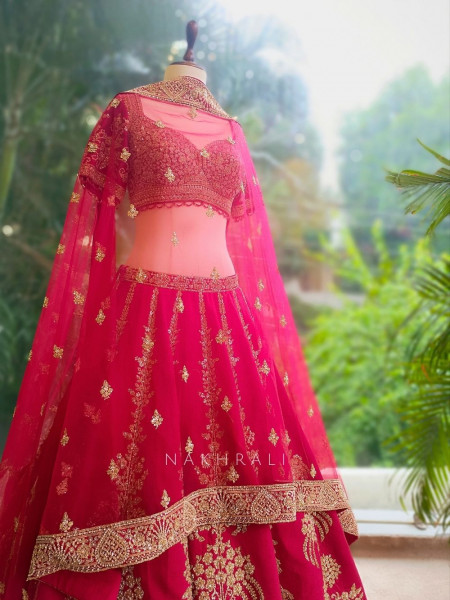 Iravya Red Bridal Lehenga with Sequin & Zari Work