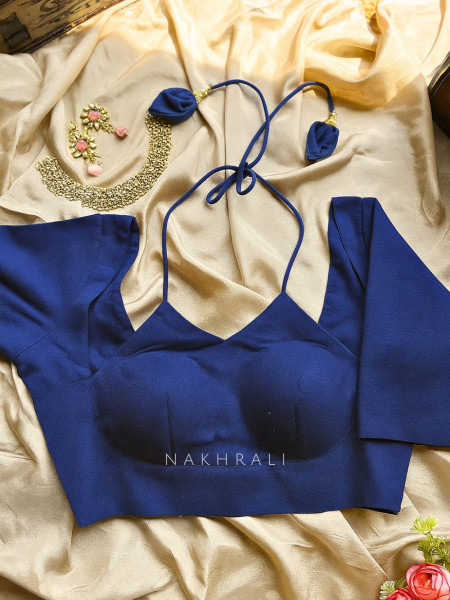 Wabi-Sabi Solid Blue Linen Blouse