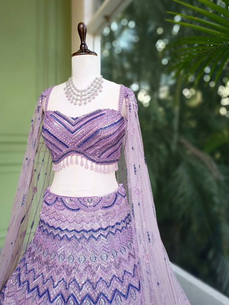 Aurelia Lavender Sequin Lehenga with Heavy Sequin and Beads Work