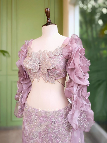 Amara Purple Indo-Western Mermaid Lehenga with Sequin Embroidery