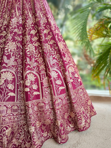 Myara Purple Brocade Lehenga with Zari, Sequin, and Cut Dana Work