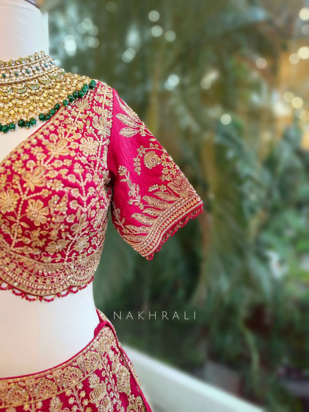 Noor-e-Gul Red Bridal Lehenga with Zari & Sequin Work