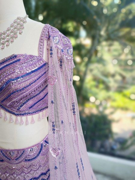 Aurelia Lavender Sequin Lehenga with Heavy Sequin and Beads Work