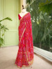 Rang Leher Red Bandhani Saree with Embroidered Border
