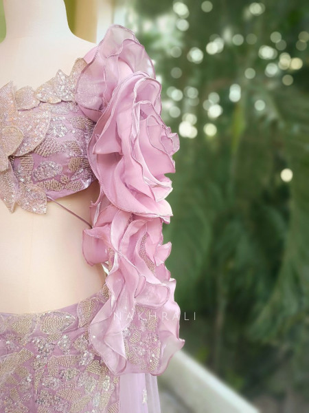 Amara Purple Indo-Western Mermaid Lehenga with Sequin Embroidery