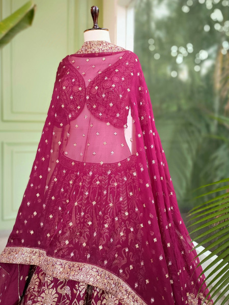 Myara Purple Brocade Lehenga with Zari, Sequin, and Cut Dana Work