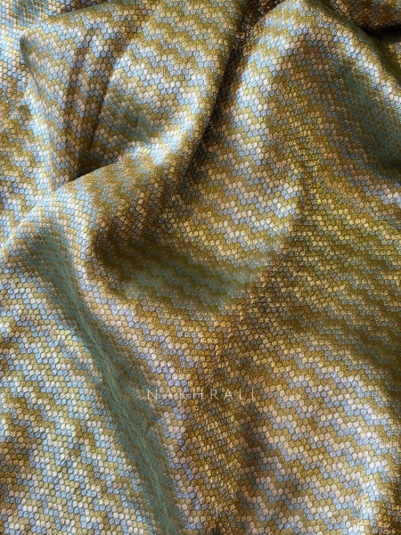 Trishva Green Brocade Saree with Cut Dana and Bead Work