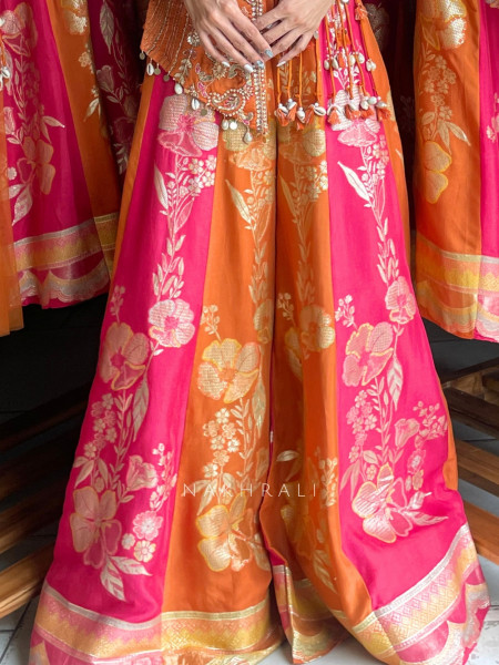 Urban Rust Banarasi Silk Brocade Indo-Western Palazzo