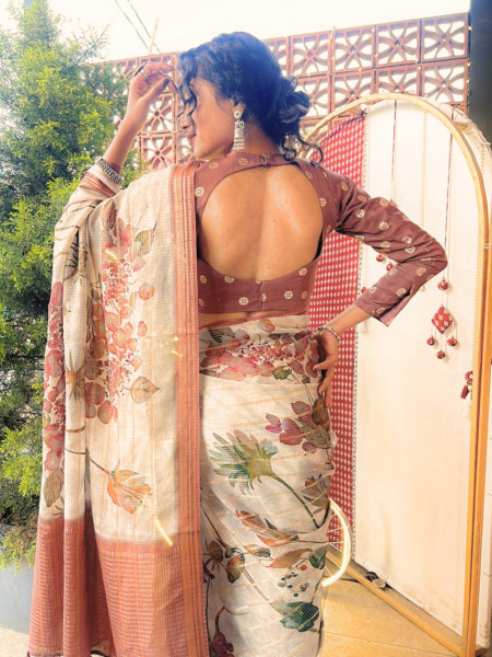 Vijay Laxmi Brown Chanderi Saree with Zari work
