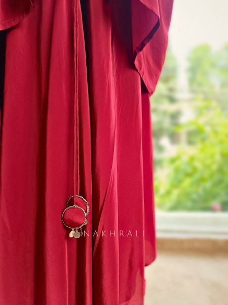 Elegant Embroidered Red Kaftan & Palazzo Set