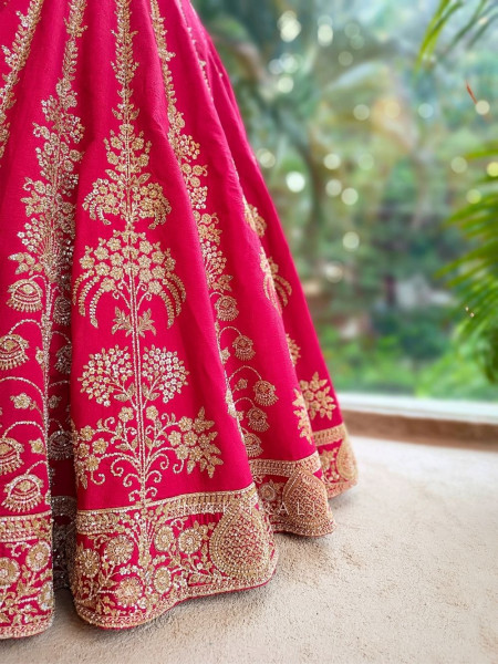 Iravya Red Bridal Lehenga with Sequin & Zari Work
