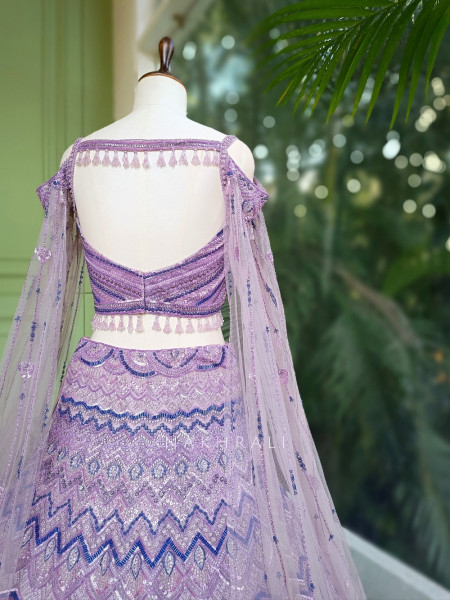Aurelia Lavender Sequin Lehenga with Heavy Sequin and Beads Work