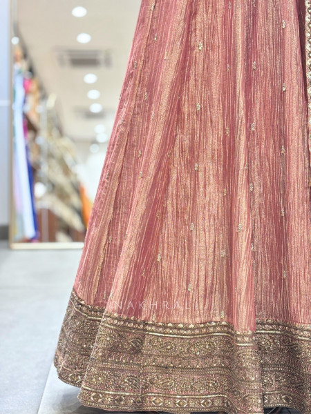Mrigya Onion Pink Anarkali Suit Set With Hand Embellished Zari & Sequin Work