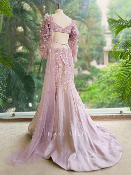 Amara Purple Indo-Western Mermaid Lehenga with Sequin Embroidery