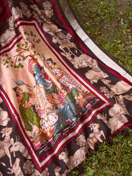 Aarshika Maroon Madhubani Saree