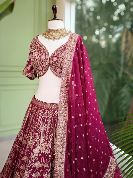 Myara Purple Brocade Lehenga with Zari, Sequin, and Cut Dana Work