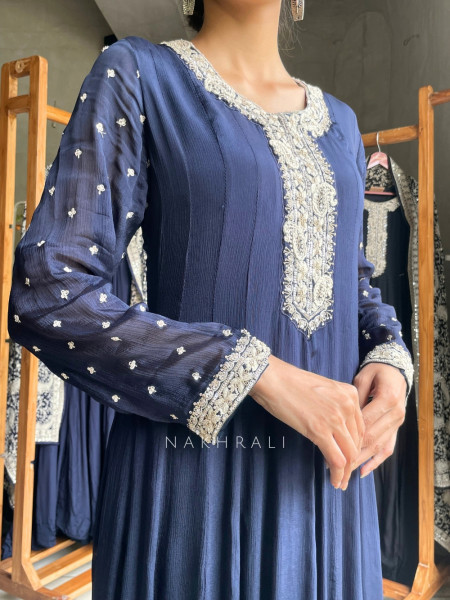 Nirvani Blue Anarkali Set