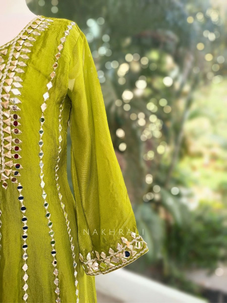 Aaranya Green Mirror Embroidered Anarkali Set