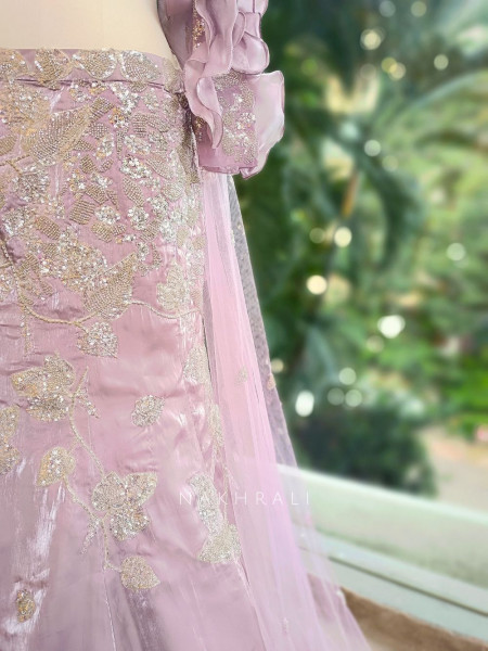 Amara Purple Indo-Western Mermaid Lehenga with Sequin Embroidery