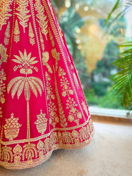 Noor-e-Gul Red Bridal Lehenga with Zari & Sequin Work