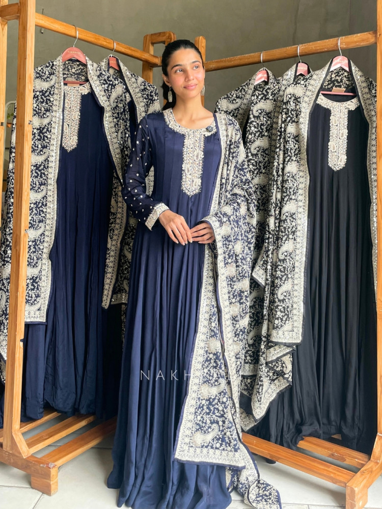 Image of Nirvani Blue Anarkali Set
