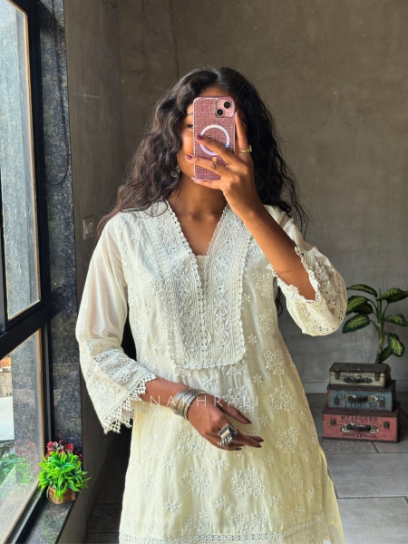 Mirelle Green Co-ord Set with Lace Embroidery