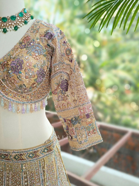 Kairavi Beige Net Lehenga Set with Sequin Embroidery