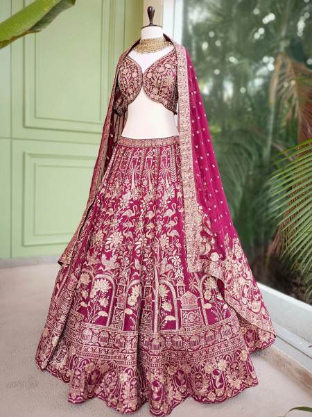 Myara Purple Brocade Lehenga with Zari, Sequin, and Cut Dana Work